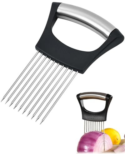 TPZORJX 1Pcs Porta Fette di Cipolla in Acciaio Inox, Affettatrice per Iimone, Tagliaverdure,Utensili da Cucina in Acciaio Inox, Adatto per Tagliare Carne, Verdura, Frutta, ECC
