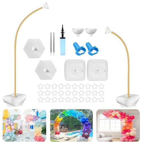 Kit de marco de arco de globos, soportes de globos de 8 a 6 pies, soporte de arco de medio globo flexible para cumpleaños, bodas, fiestas, celebraciones