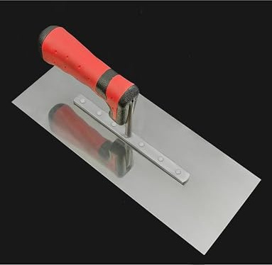 Stainless Steel Plastering Trowel, Right/Left Large Toothed Plastering Trowel, Rubber-Coated Handle, for Wall Floor Tiling Installation(Style 4)