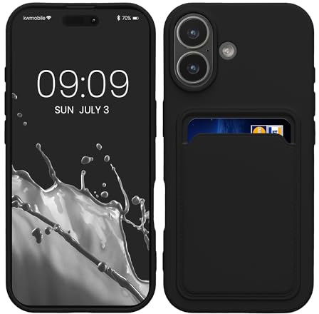 kwmobile Fodral Kompatibel med iPhone 17 Bakfodral - Bakskydd för Mobiltelefon med Kortplats - Mjukt i Silikon TPU svart