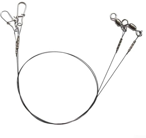 Gdfnmogo Línea líder de pesca de titanio de 7 x 7 con giro y cierre de doble bloqueo, 30 cm, 14 kg y 35 cm, 18 kg, acero inoxidable resistente antitorceduras para agua salada (35 cm, 18 kg)
