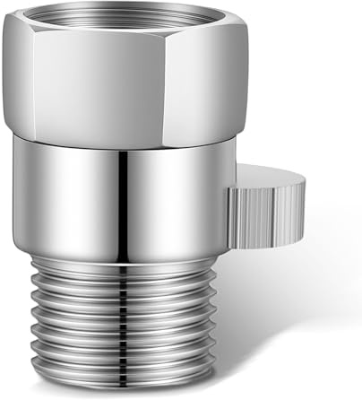 Shower Head Shut Off Valve Brass Shower Flow Control Valve Angle Simple Water Flow Control Valve for Dual Shower Faucet, Rv Shower Head with Hose Flow Restrictor, Brushed Handheld Shower Head