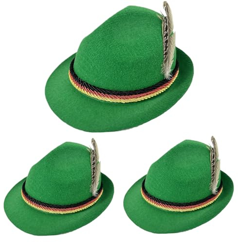 Hbbgdiy 3 Piezas de Sombrero alemán alemán Tradicional Oktoberfest baviarfest Accesorio de Vestuario para Hombres Fiesta de Adultos para la celebración del Festival (Verde)
