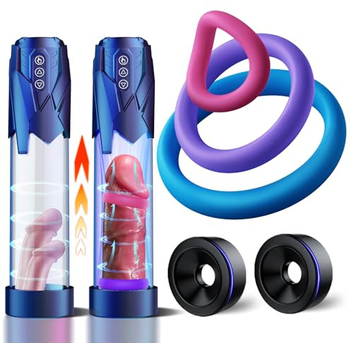 Sex Toys Electric Penis Pump - Automatic Vacuum Dick Pump Male Masturbator with 3 Powerful Sucking and 2 Training Modes and 3 Penis Ring Penis Extender, Adult Sex Toys for Men Dick Enlarger Erection