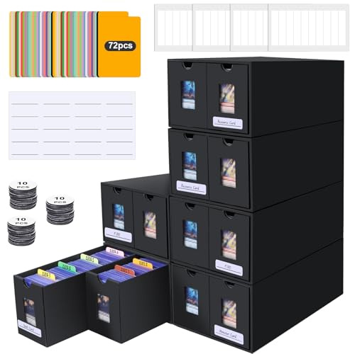 Samlarkortslåda för 11 000 kort, Top Loaders Box för 2000+ 3 tum x 4 tum 35 PT Toploaders, Trading Card Storage Box för befälhavare, kortlåda med 72 kortavdelare, kortlåda för TCG, MTG, PTCG
