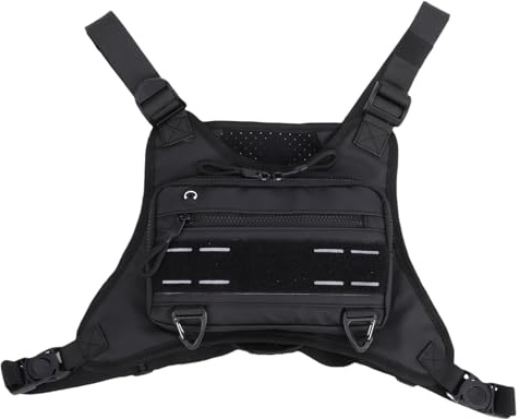 Luocute Sac de Poitrine de Sport, Gilet de Course Léger Imperméable avec Sangles Réglables et Matériau Réfléchissant pour écouteurs de Banque d'alimentation de Téléphone Activités de (Black)