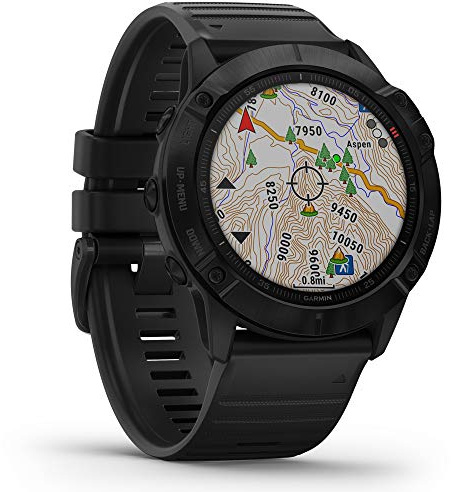 Garmin Fenix 6X Pro 010-02157-00 - Orologio GPS multisport di fascia alta, con mappatura, musica, guida all'andatura e sensori di saturazione dell'ossigeno (nero)