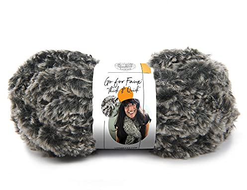 Lion Brand Yarn Go for Faux Thick & Quick, Super Bulky Faux Fur Yarn for Knitting, Crochet, and Crafts, Mink, 1 Pack