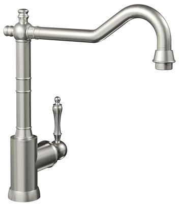 Villeroy & Boch Avia 2.0 Küchenarmatur, Niederdruck, Wasserhahn Küche mit Keramikkartusche und 360° Schwenkbereich, Spültischarmatur energiesparend, Auslauf Höhe 235mm, Edelstahl massiv