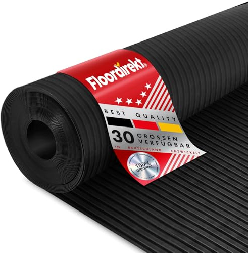 Floordirekt Gummiläufer Bodenmatte Gummimatte Breitriefen Stärke: 6 mm Antirutsch Matte (100 x 200 cm)