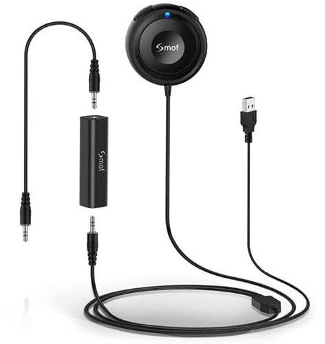 Bluetooth Autoadapter Mit Erdungsring Und Geräuschisolierung - AUX Adapter für Freisprechen Und Musik-Streaming - Kabelloser Empfänger