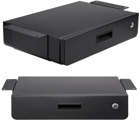 Maclean MC-461 Cajón Ergonómico con Llave Montaje Bajo Escritorio Organizador, Negro, máx. 5 kg