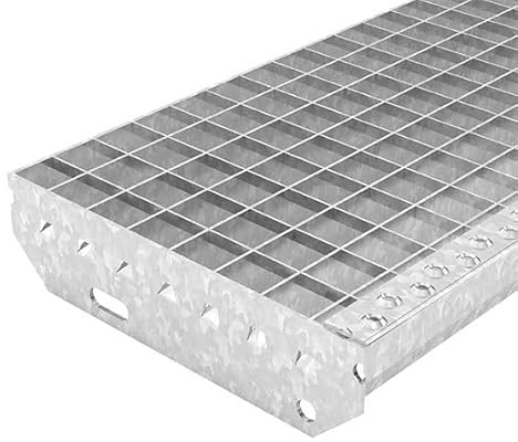 Scala a griglia 800 x 240 mm, larghezza maglie 30 x 30 mm, zincato, antiscivolo, resistente alle intemperie, in metallo, ideale per interni ed esterni
