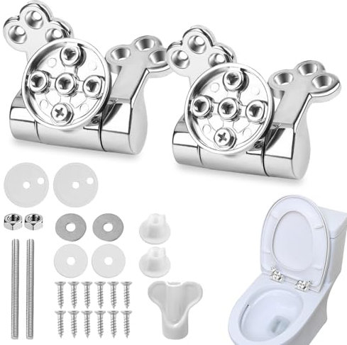 Casenly Wc Sitz Scharniere Ersatzteile, Befestigungs-Set für Toilettendeckel mit Absenkautomatik WC Scharnier aus Zinklegierung Universal Ersatzscharnier mit Beschlägen für die Meisten Toilettensitze