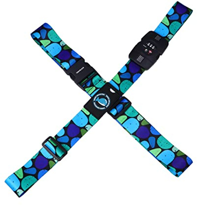 Yardenfun Luggage Strap with Combination Lock Polyester Travel Packing Belt for Suitcase Security Deep Sea Coral