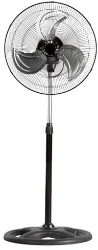 COSHANO Ventilador de pie pedestal18 pulgadas aspa metálico giratorio 3 velocidades silencioso negro