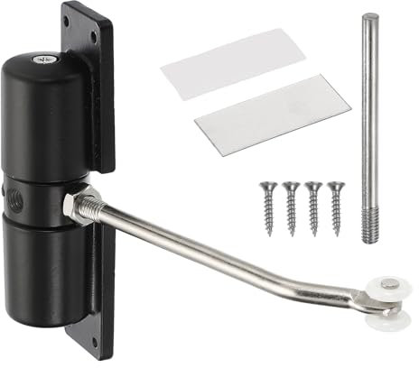 sourcing map Automatic Spring Door Closer Adjustable 40 lbs Self-Closing Door Hinge Safety Easy to Install Tension Door Closers for Home Use (Black)