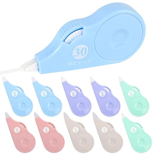 Ysimple 10 Stück Korrekturroller mit Großer Kapazität, 30m×5mm Korrekturmaus Große Kapazität Tippex Roller Maus Set Weiß, Stationery Aesthetic Nicht Giftig und Umweltfreundlich (Weiß-1)