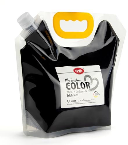 Viva Decor My Emotion Color 2,6 litros – Profundidad mística – Mate, pintura negra para pared y techo, alta opacidad, olor neutro y granja de goteo. Pintura interior para salón, habitación infantil y