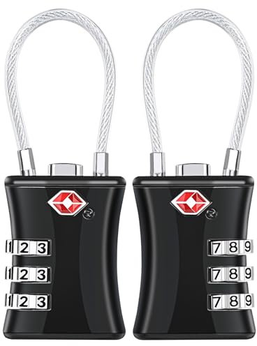 Oderra TSA Gepäckschlösser, 2 Stück Zahlenschloss,Geeignet für Koffer, Reisetaschen, Flightcases, Schulturnhallen (Schwarz)