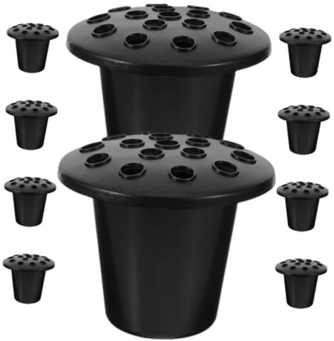 BESPORTBLE Lot de 10 Vases À Fleurs en Plastique Noir pour Cimetière 16 Trous Support Décoratif pour Décoration