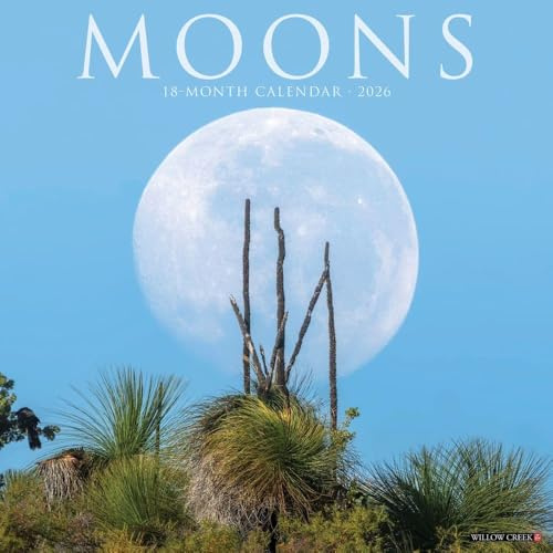 Willow Creek Press, Moons 2026 Wall Calendar, 12'' X 12'', 18-Month Calendar with Stapled Binding