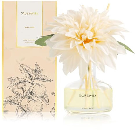 Saussavita Profumatore per Ambienti Agrumi, 210 ml Diffusore Profumo Ambiente con Bastoncini di Fragranza, 120 Giorni di Lunga Durata, Profumo per Casa, Ufficio e Bagno, Decorazione della Casa