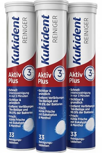 Kuki-dent Gebissreiniger Tabs Aktiv Plus (3 x 33 Stück) + PurLife Sticker
