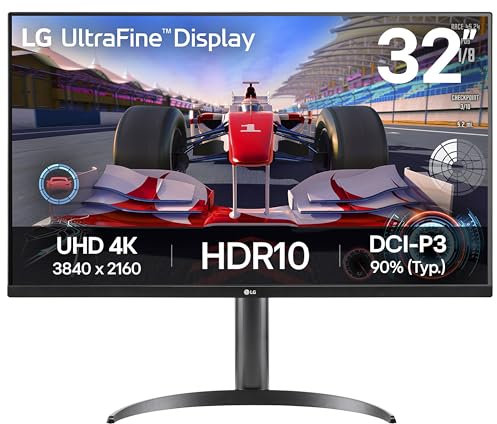 LG UltraFine Monitor 32UR550K-B - 4K UHD VA 32 inch, 60Hz, 4ms GtG, HDR10, Home/Office Display, Tilt/Height/Pivot Adjustment, Built-in Speakers, HDMI, DP, Black