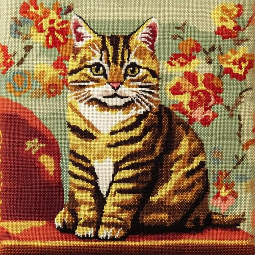 Animales Juegos de cojines de nudos, juego de bordado para alfombra, juego de cojines de nudos y tejidos, juego de nudos, kit de anudar y tejer para niños, adultos, 43 x 43 cm