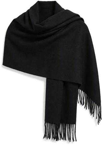 Large Scarf for Women Soft Plush Shawl Fringe Wrap, Oversized, Black