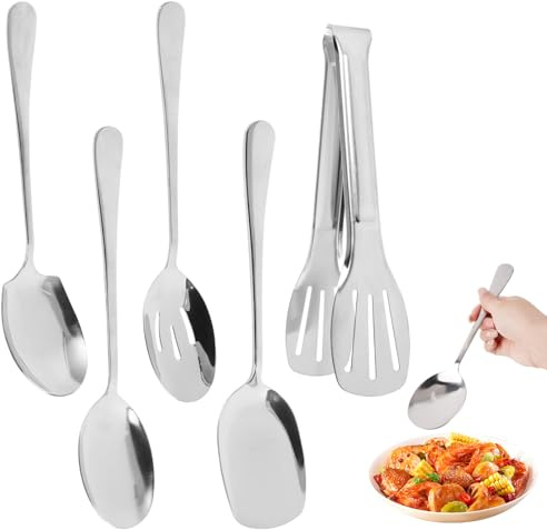 5 Piezas Cucharas para Servir,Cuchara de Servicio de Acero Inoxidable
