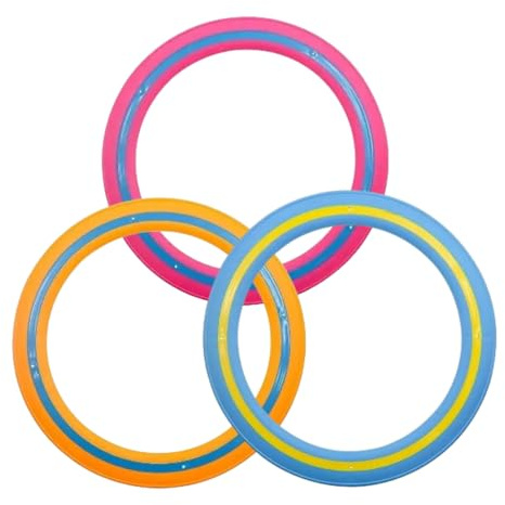 Mikqky 3 stycken Frisbee-ring, 25 cm, färgglad frisbeering, F-risbee strand, F-risbee leksak, lämplig för utomhusankare för barn och vuxna (orange, rosa, mörkblå)