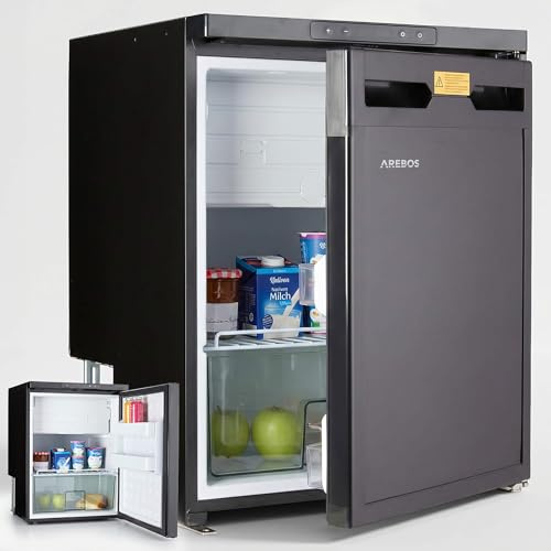 Arebos 65L Kompressorkylskåp för Husbil med Frysfack | APP-styrning | 12V/24V | Kyler ner till -20°C | Omhängningsbar Dörr | Kylskåp för Husbil, Van, Bil & Lastbil