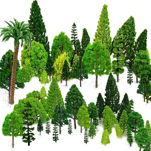 OrgMemory 29pcs Mixed Model Trees, 1.5-6 inch(4-16 cm), Ho Scale Trees, Diorama Models, Model Train Scenery, Architecture Trees, Model Railroad Scenery with No Stands