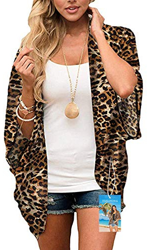 YULOONG femmes couverture en mousseline de soie imprimé floral Kimono lâche châle Cardigan Boho été décontracté Blouse haut Sexy plage maillots de bain Capes