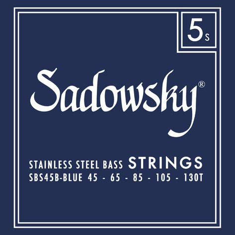 Sadowsky blå etikett bassträng set, rostfritt stål, 5-utjämning, 045-130