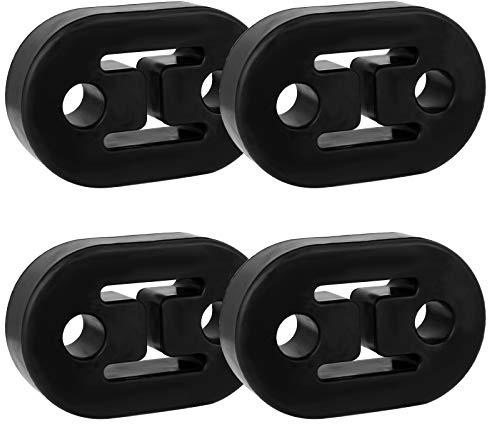 Fumanduo 4 Stück Auspuffgummi Universal Auspuffhalterung Auspuffrohrhalter Schalldämpfer Auspuffhalter Abgasanlage Halter Auspuff Montagehalterung 2 Loch Auto Auspuff Aufhänger Buchse (Schwarz)