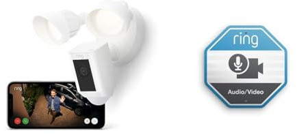 Ring Floodlight Cam Wired Plus | Outdoor Security Camera with 1080p HD Video, LED Floodlights, Siren, Wifi, Hardwired Installation | alternative to CCTV system | Works with Alexa, 2 Cameras