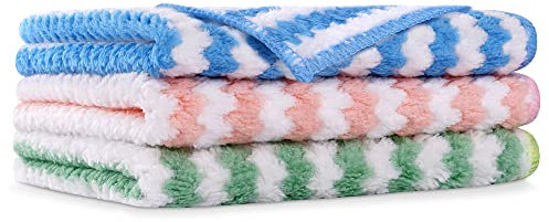 Vicloon Küche Putzlappen, 3 Stück Mikrofaser Reinigungstücher Ultra Saugfähig Wiederverwendbar Lappen,Universal Reinigungstücher für Küche, Badezimmer, Auto-25x25cm(Mehrfarbig)