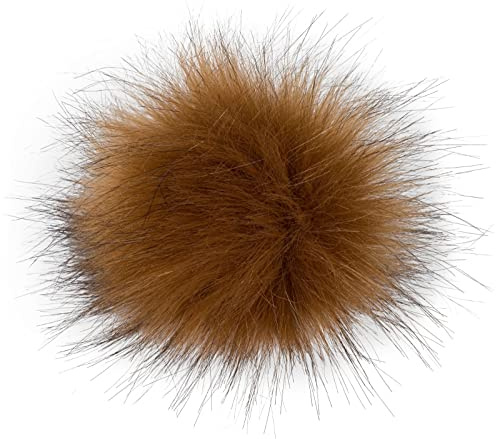 styleBREAKER Pompon en Fausse Fourrure pour Bonnets, Fourrure synthétique, Pompon d'hiver 04024161, Couleur:Marron-Noir
