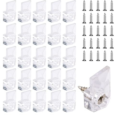 Mirror Holder Clips Pack, 25Sets Mirror Mounting Clips Kit, Glass Mirror Frame Retainer Clips Mirror Brackets Mirror Hanger Clips for Frameless Mirror, Mirror Hanging Hardware with Screw for Wall Door