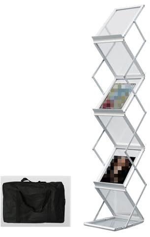 Zeitschriftenregal Prospektständer Faltbarer Zeitschriftenständer Broschürenständer Katalog Literaturständer Tragbar 6 Taschen mit Tragetasche für Messe Ausstellungen Büro Einzelhandel Geschäft