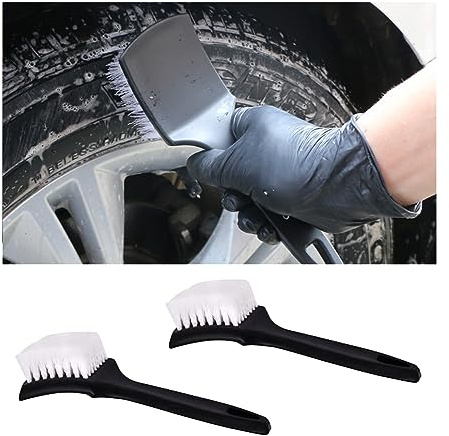 JNNJ 2 Piezas Cepillo De Limpieza De Llantas para Vehículos, Cepillos De Limpieza para Neumáticos Coche, Cepillo Ruedas Llantas Limpiar Profunda para La Limpieza Coches Motocicletas(Blanco)