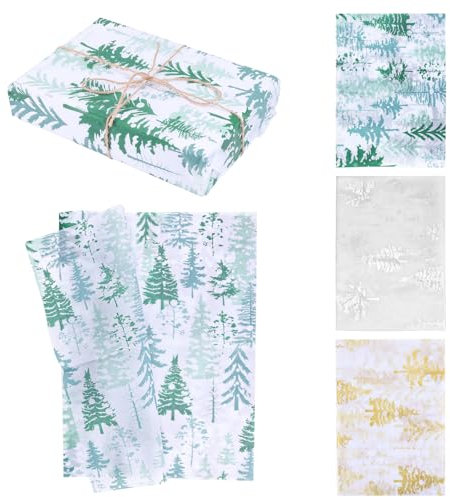 30st Seidenpapier Winter, 50x35cm Pinie Tannenbaum Seidenpapier für Geschenktüten Geschenkpapier aus Seidenpapier zum Verpacken von Weihnachten Hochzeiten Geburtstagen Partys Basteln Kunst
