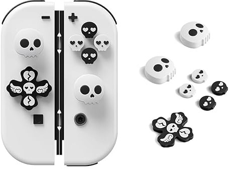 JEMDO Halloween Cross D-Pad Button Caps Set Joystick Cover,Cool Switch Thumb Grip Caps Compatible with Nintendo Switch/OLED/Lite,Soft Silicone ABXY Key Buttons Joystick Cap Covers Accessories
