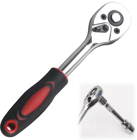 Gurfzcyuoo 1/4 Drive Ratchet, 24-Teeth Quick-Released Socket Wrench Handle Reversible Soft Grip Ratchet, Torque Socket Wrench Auto Repair Garage Tool for Car Repair Furniture Auto