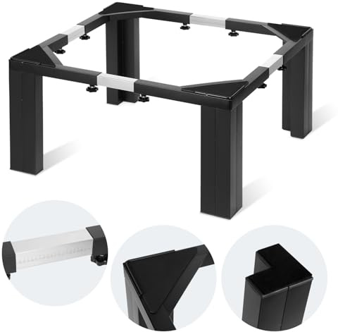 Fiqops Tvättmaskinsställ, justerbar rostfri tvättmaskin underrede 50–80 cm, tvättmaskin underrede med justering av skalan, underrede för tvättmaskiner, svart