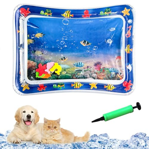 YumSur Sensory Water Playmat Katze,Sensorische Wasser Spielmatte,Sommer Wassersensorische Spielmatte,Katzenspielzeug Wassermatte,Interaktives Spielzeug für Katzen und Hunde (Style02, one Size)
