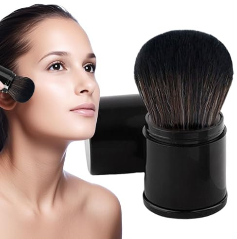 Pennello per Cipria Viso,Pennello Ritraibile per Cipria Compatta - Multifunzionale Strumento per Trucco Fondotinta e Blush con Applicatore per Donna